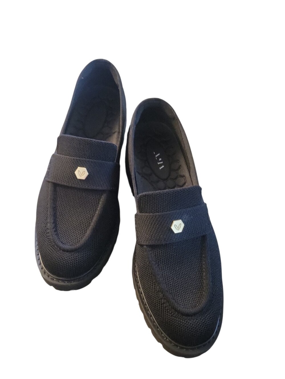 Women’s Black Slip-On Loafers with Gold Accent